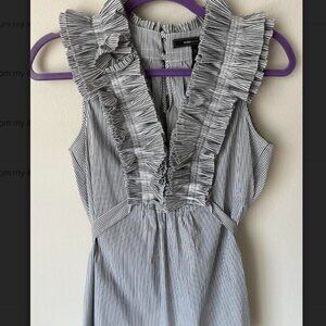 BCBG Max Azria black and white ruffle sleeveless top, size xs